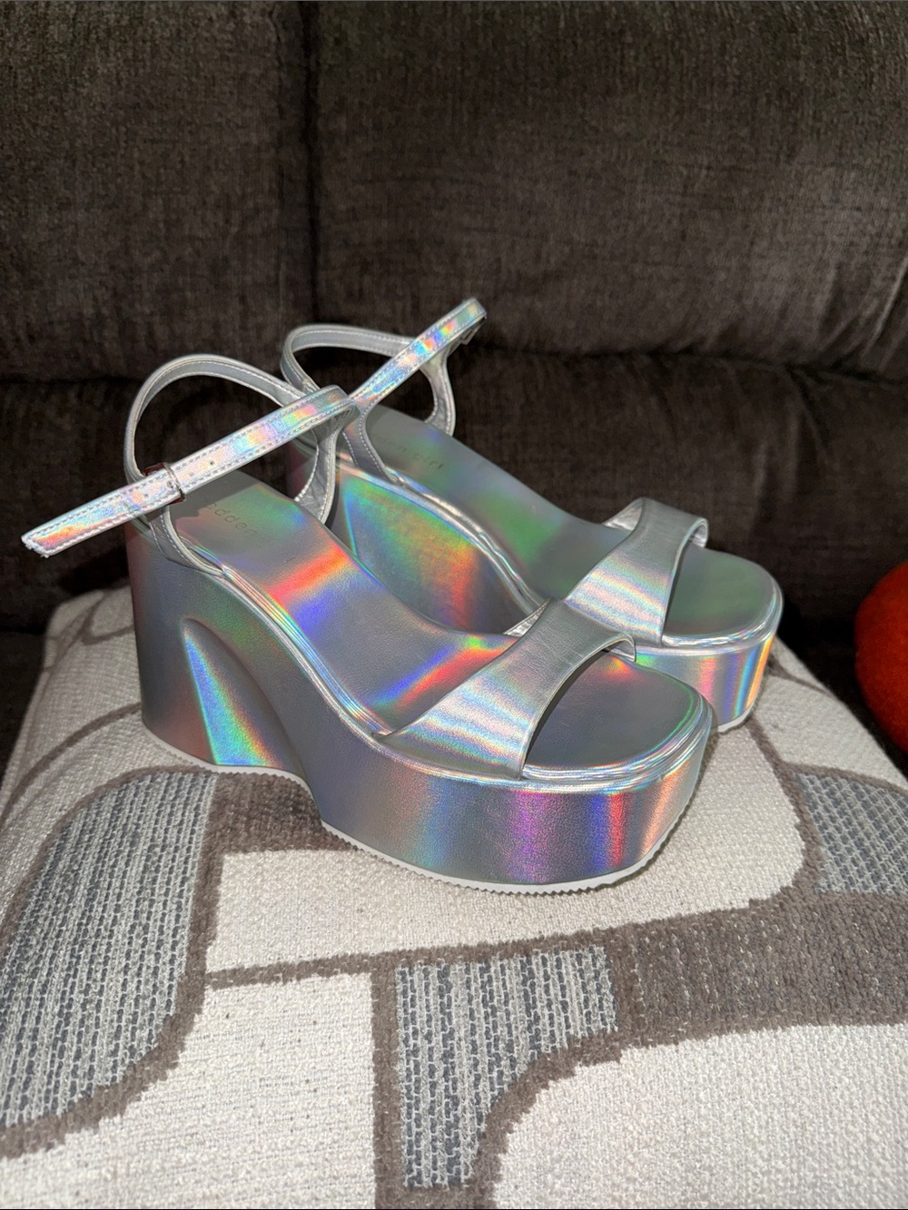 Madden Girl Iridescent Holographic Platform Sandals